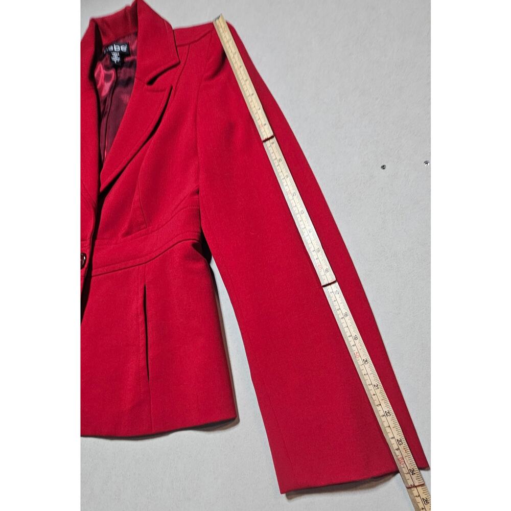 bebe Y2K Pantsuit Womens Red Wool Blend Blazer Wide Leg Pants 2 Piece Vintage - Picture 6 of 16